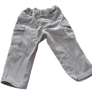 Khaki Cargo Pants Toddler Boys Size 18M Tan Beige Elastic Adjustable Bottoms